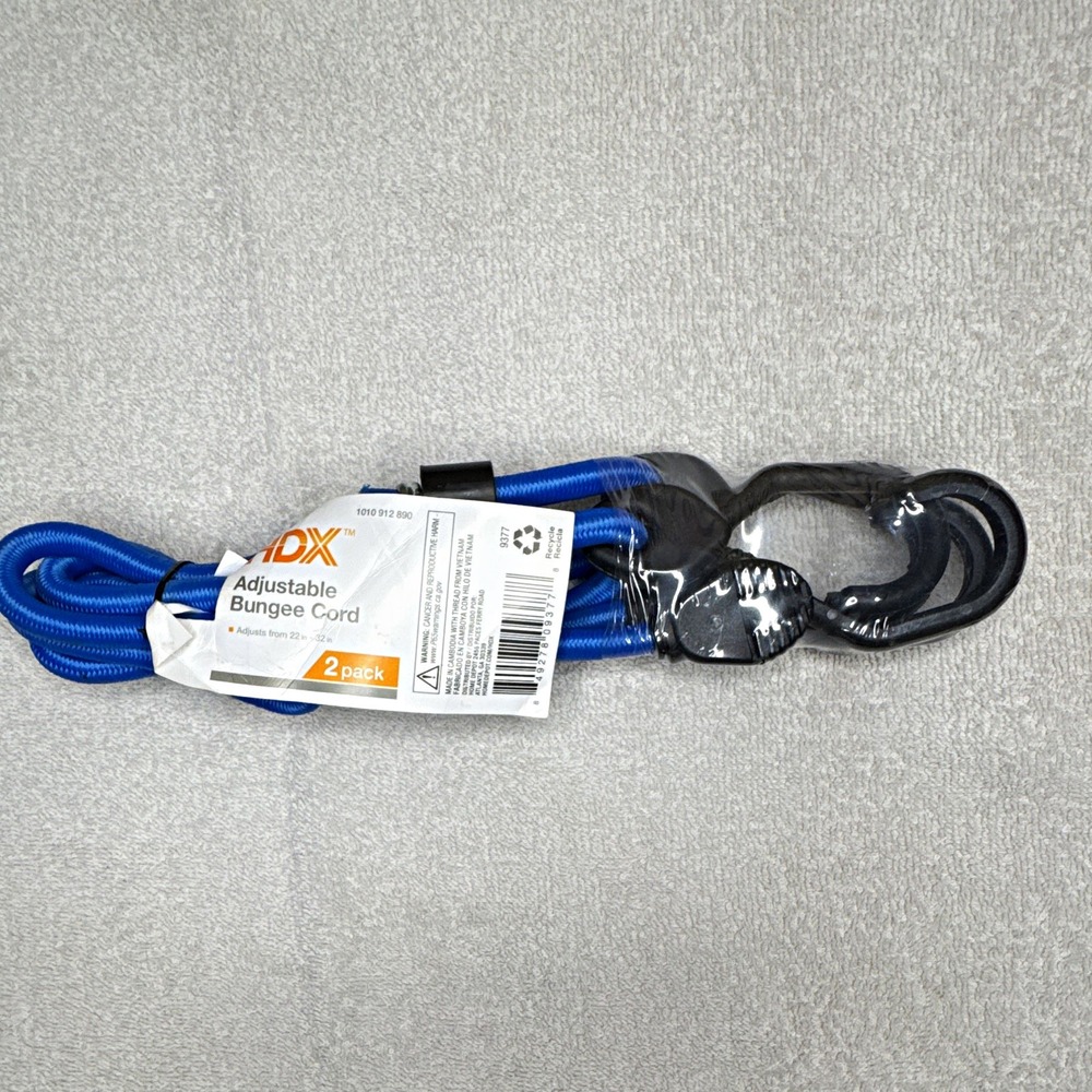 HDX Adjustable Bungee Cords 24 in Blue Plastic Hooks, 2 Pack